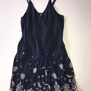 Navy Blue and White pattern Romper